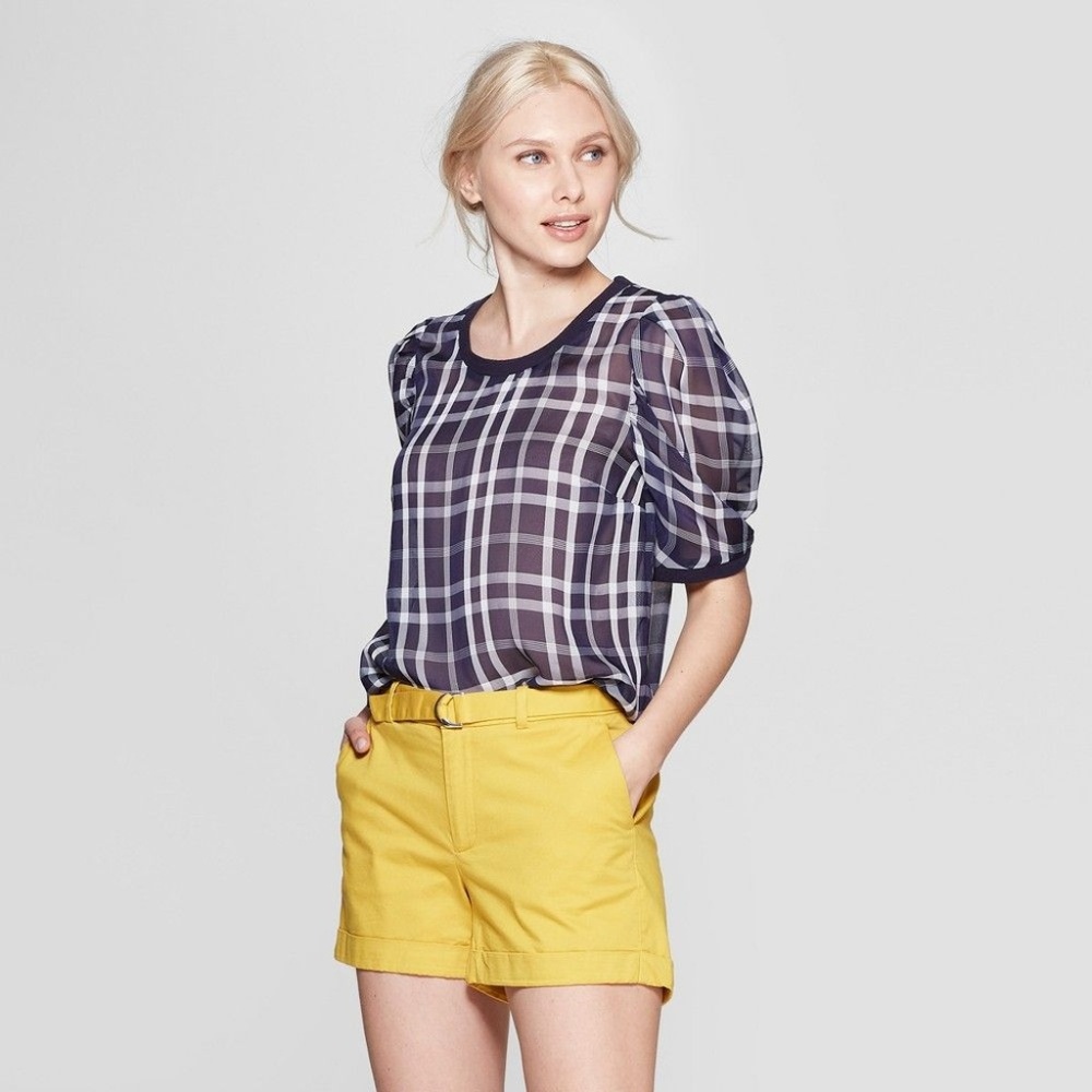 NWT A New Day Gold Yellow Belted Shorts - Picture 2 of 3